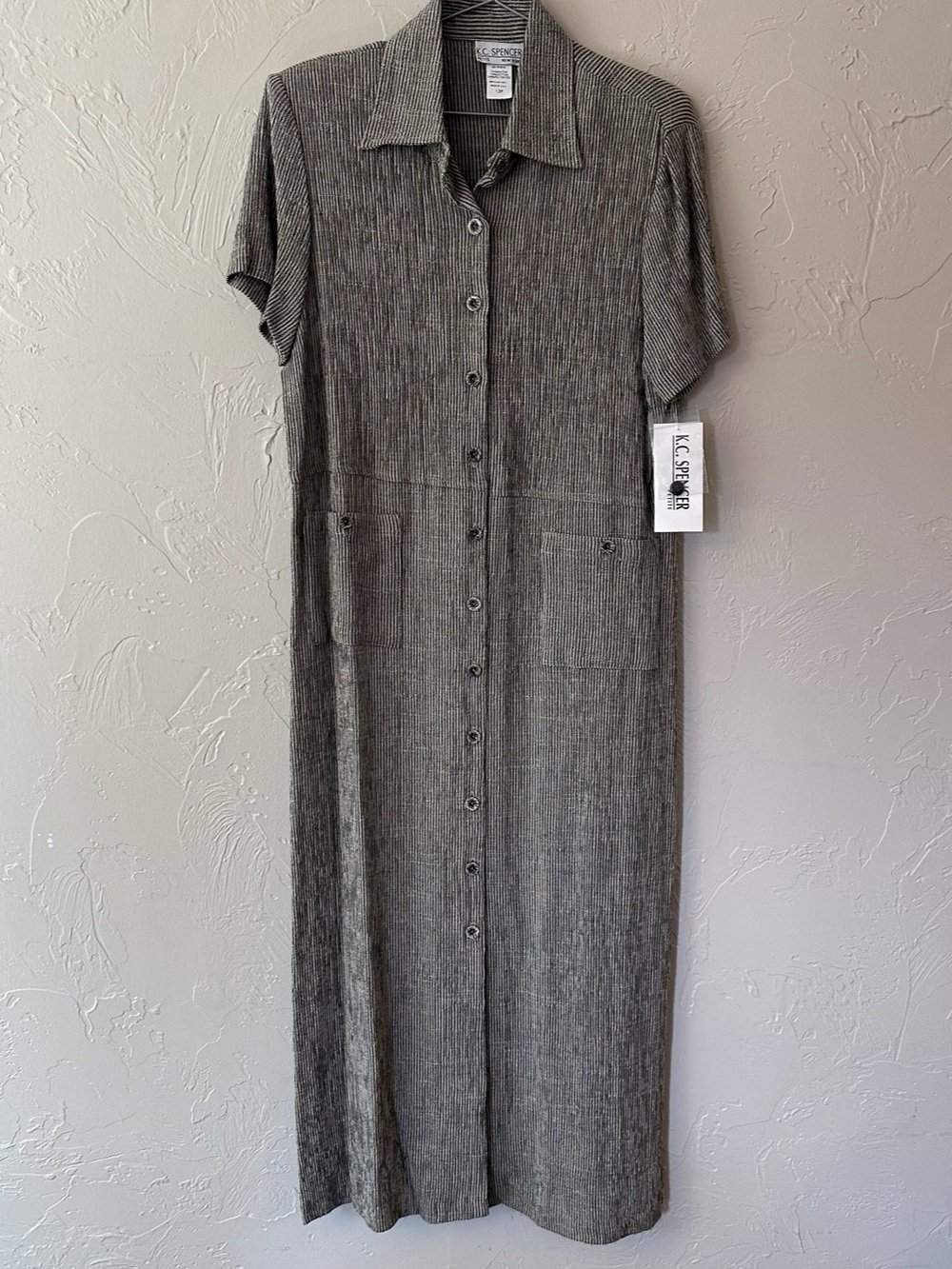 K.C. Spencer Striped Maxi Dress Gray Size 12P